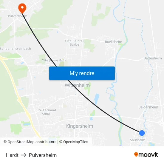 Hardt to Pulversheim map