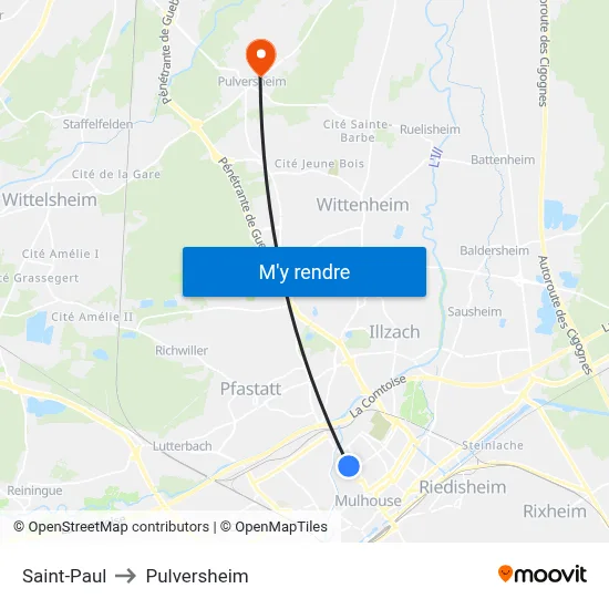 Saint-Paul to Pulversheim map