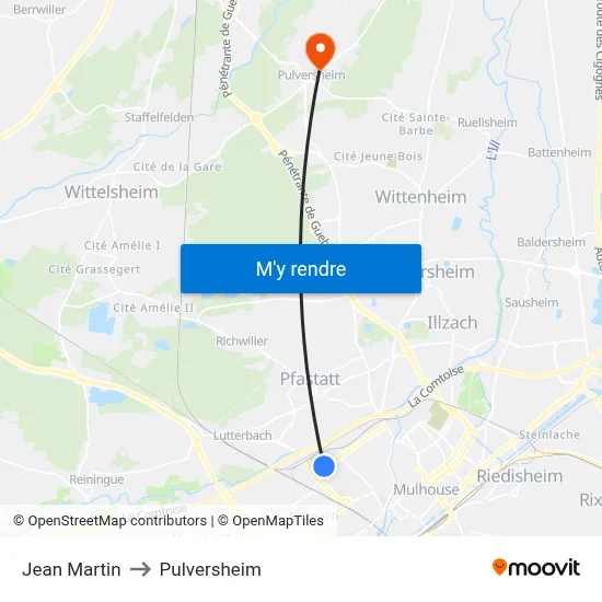 Jean Martin to Pulversheim map