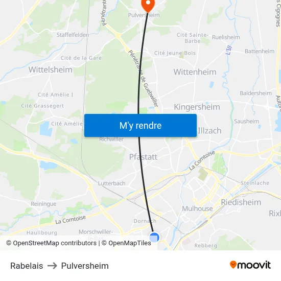 Rabelais to Pulversheim map