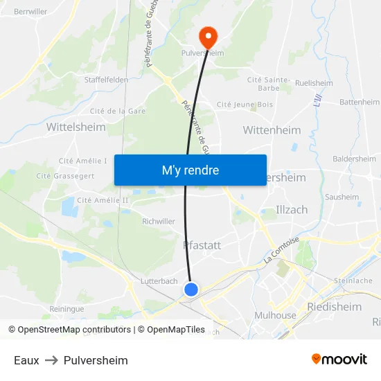 Eaux to Pulversheim map