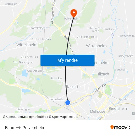 Eaux to Pulversheim map