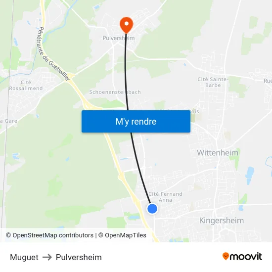 Muguet to Pulversheim map
