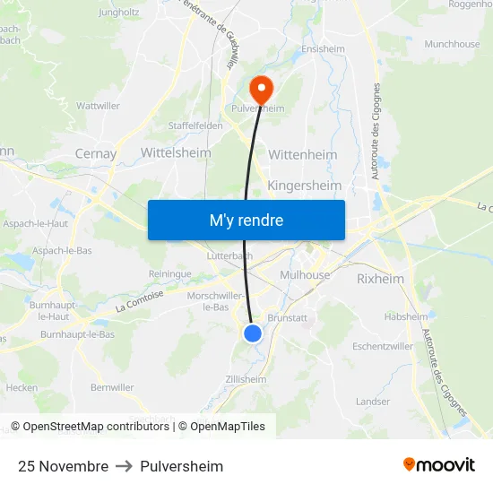 25 Novembre to Pulversheim map