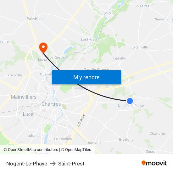 Nogent-Le-Phaye to Saint-Prest map