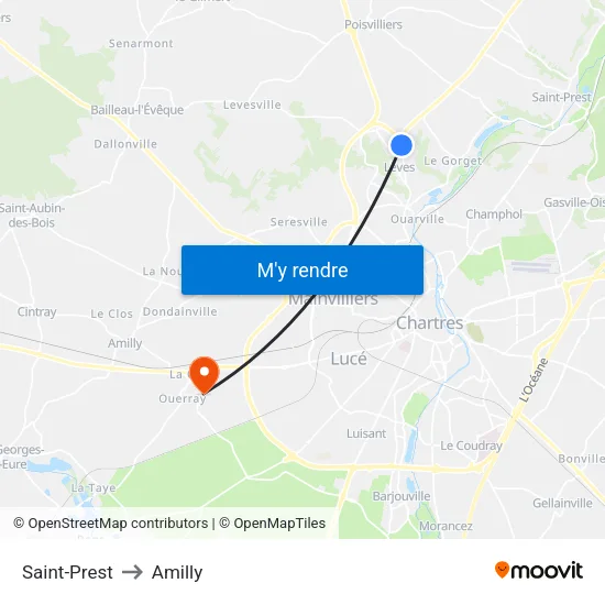 Saint-Prest to Amilly map