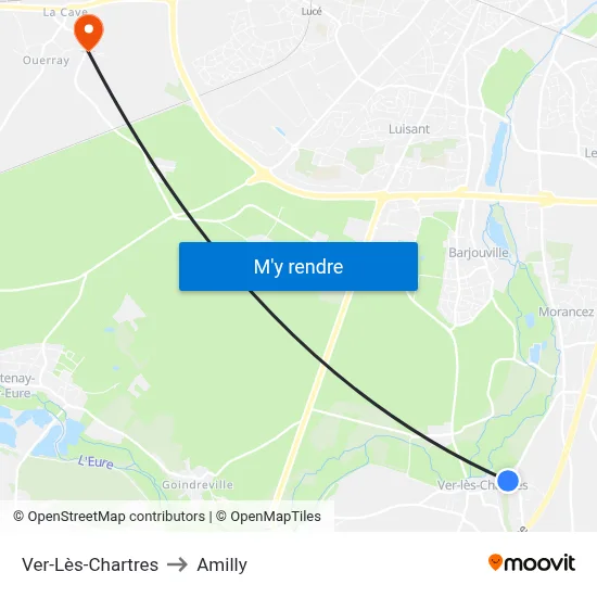 Ver-Lès-Chartres to Amilly map