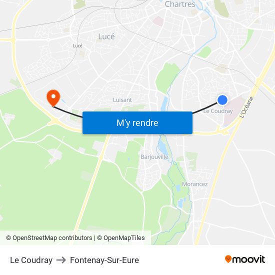 Le Coudray to Fontenay-Sur-Eure map