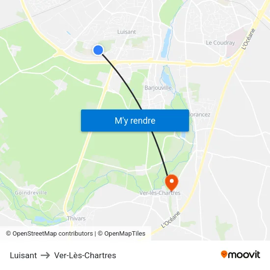 Luisant to Ver-Lès-Chartres map