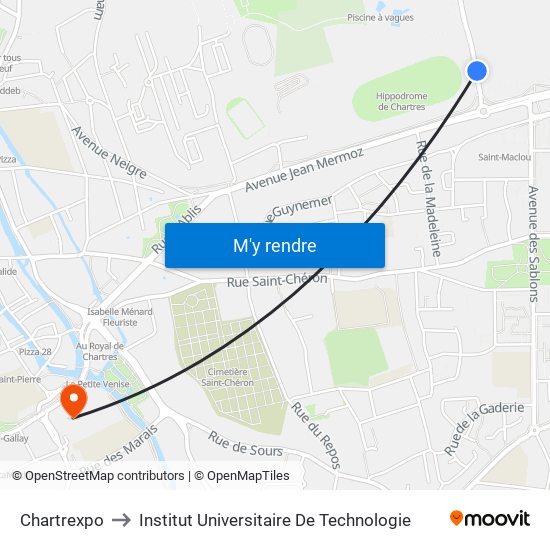 Chartrexpo to Institut Universitaire De Technologie map