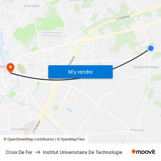 Croix De Fer to Institut Universitaire De Technologie map