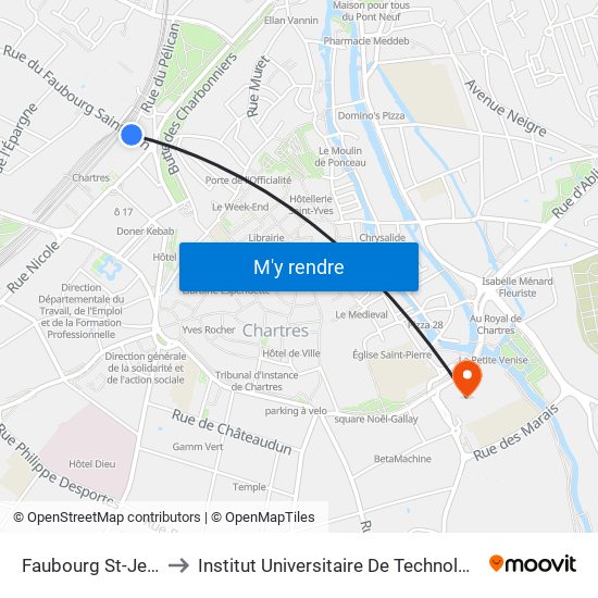 Faubourg St-Jean to Institut Universitaire De Technologie map