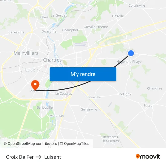 Croix De Fer to Luisant map