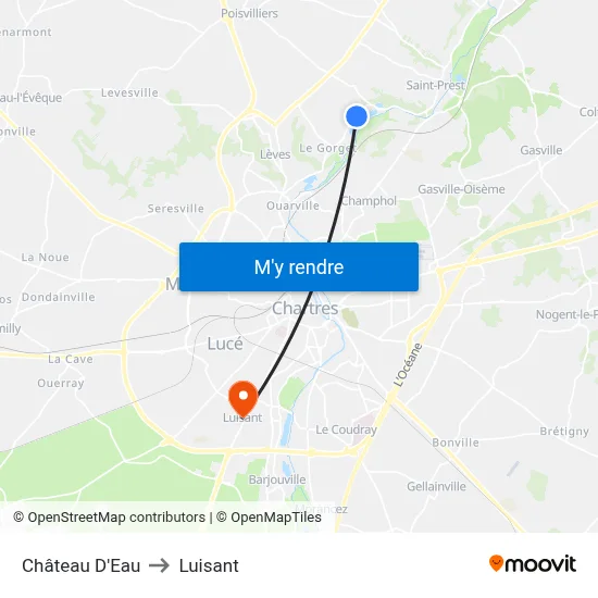 Château D'Eau to Luisant map