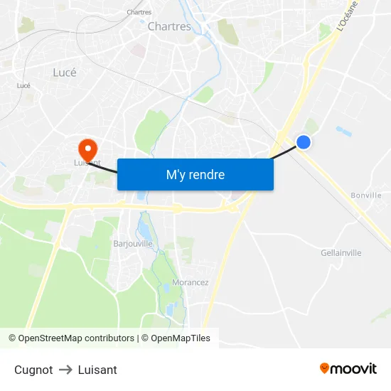 Cugnot to Luisant map