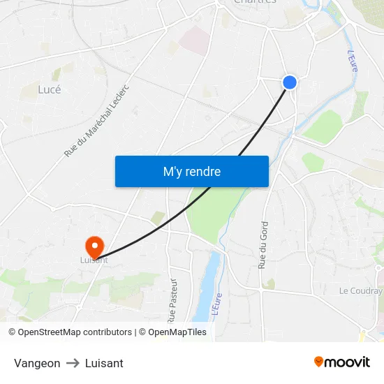 Vangeon to Luisant map