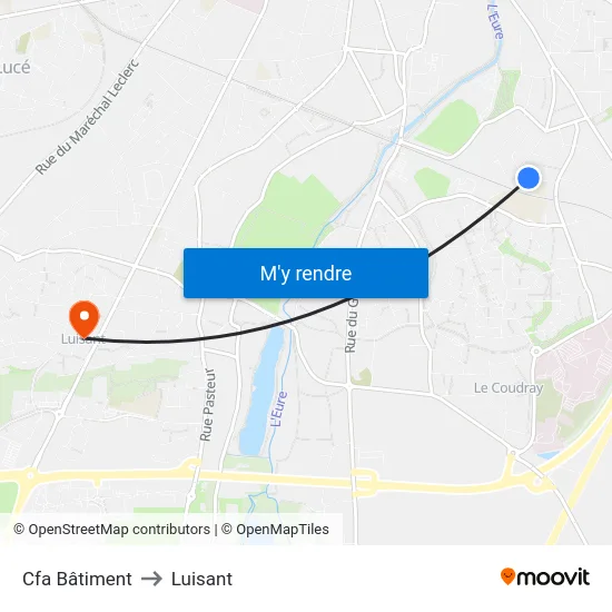 Cfa Bâtiment to Luisant map