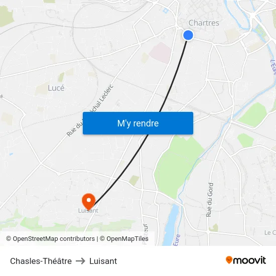 Chasles-Théâtre to Luisant map