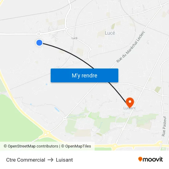 Ctre Commercial to Luisant map
