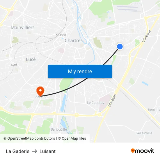 La Gaderie to Luisant map