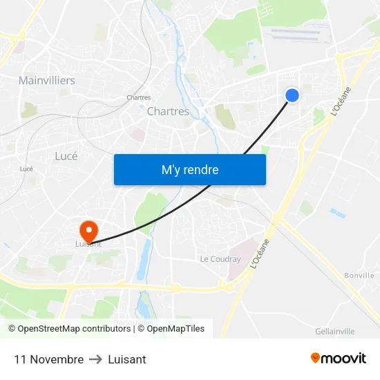 11 Novembre to Luisant map