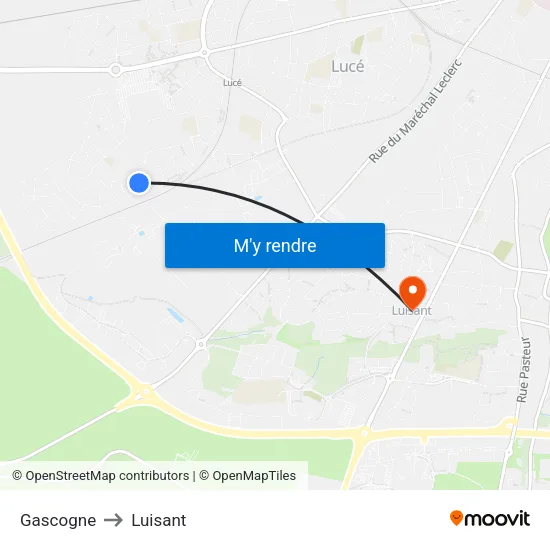 Gascogne to Luisant map