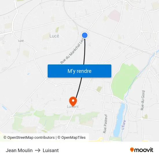 Jean Moulin to Luisant map