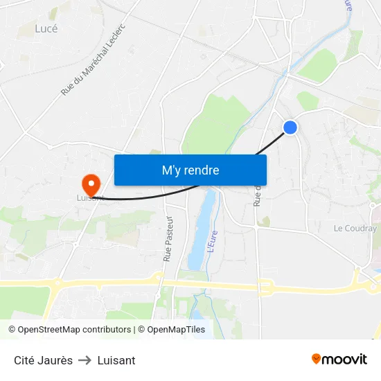 Cité Jaurès to Luisant map