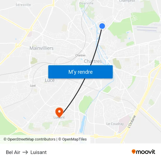 Bel Air to Luisant map