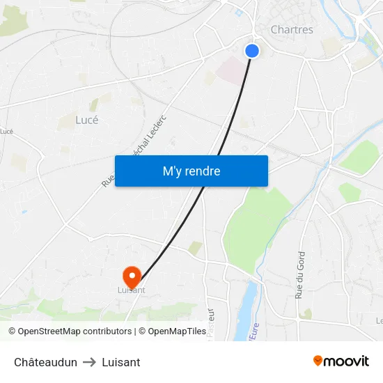 Châteaudun to Luisant map