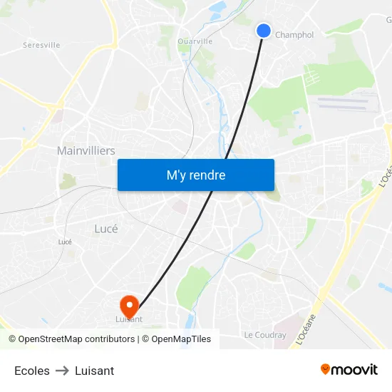 Ecoles to Luisant map