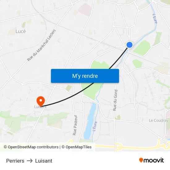 Perriers to Luisant map