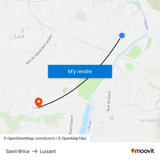 Saint-Brice to Luisant map