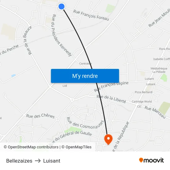 Bellezaizes to Luisant map