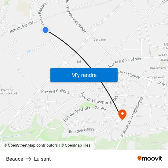 Beauce to Luisant map