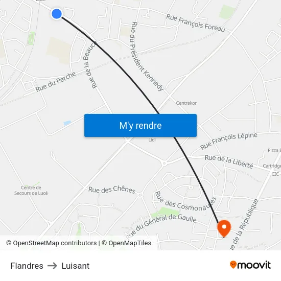 Flandres to Luisant map