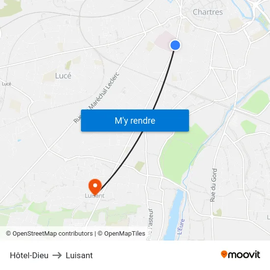 Hôtel-Dieu to Luisant map