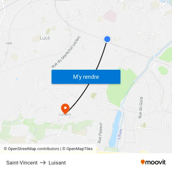 Saint-Vincent to Luisant map