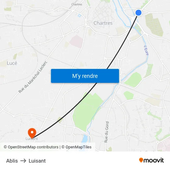 Ablis to Luisant map