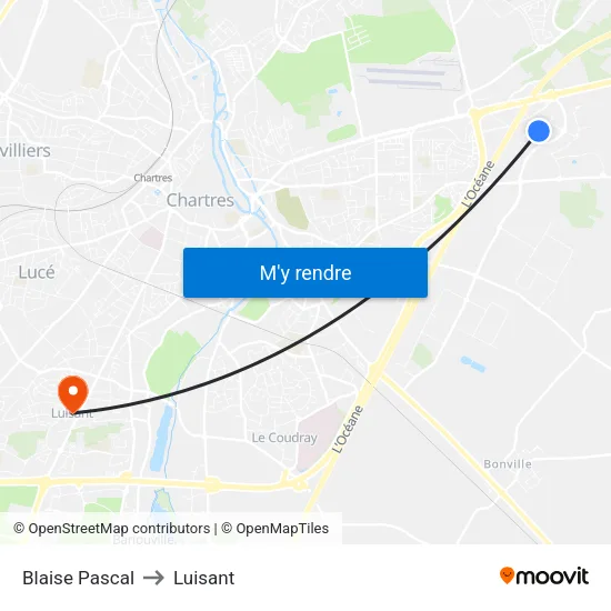 Blaise Pascal to Luisant map