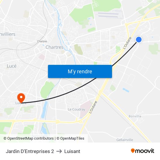 Jardin D'Entreprises 2 to Luisant map