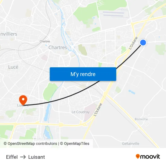 Eiffel to Luisant map