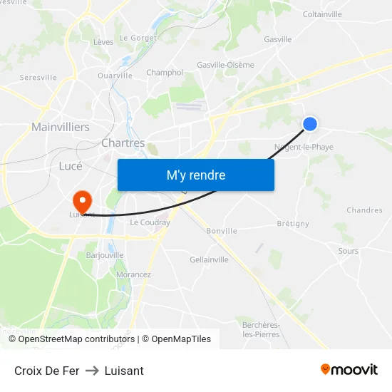 Croix De Fer to Luisant map