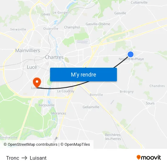Tronc to Luisant map