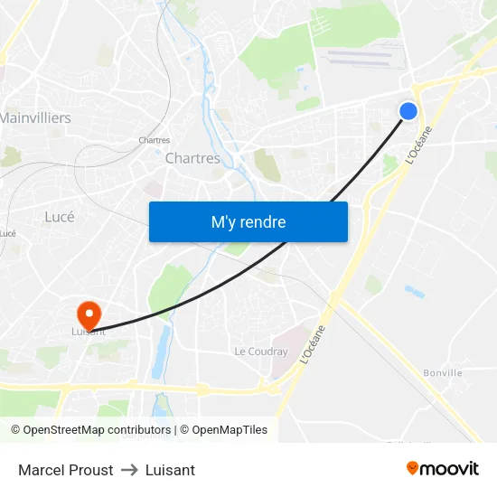 Marcel Proust to Luisant map