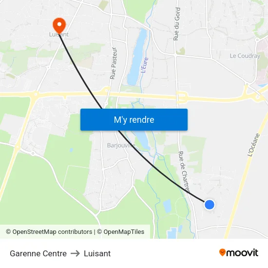 Garenne Centre to Luisant map