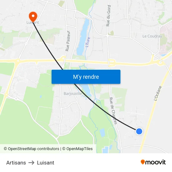 Artisans to Luisant map