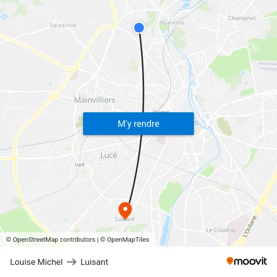 Louise Michel to Luisant map