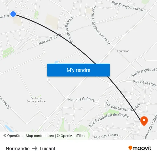 Normandie to Luisant map