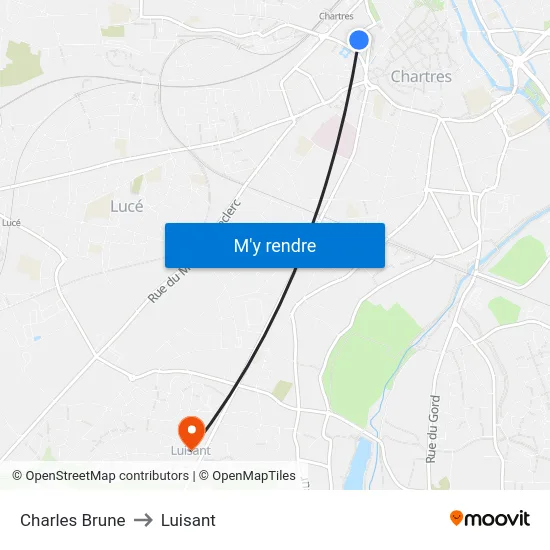 Charles Brune to Luisant map